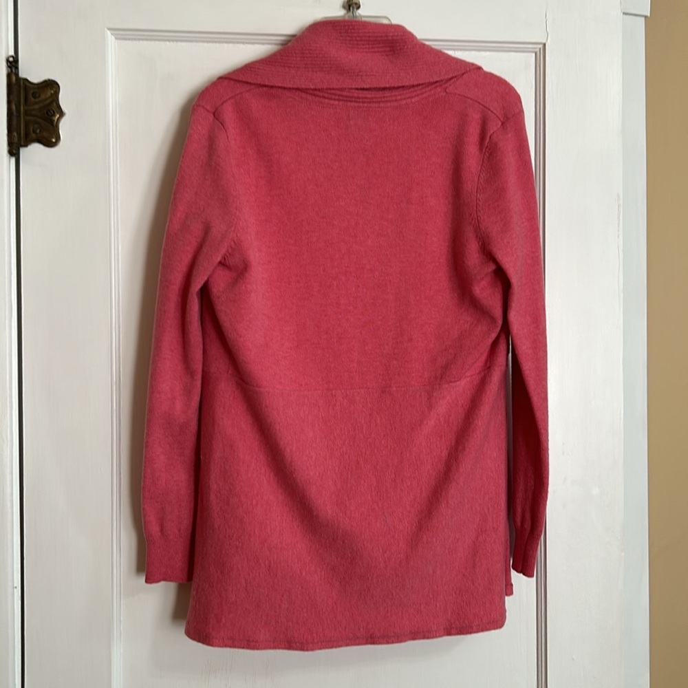 J. Peterman pink open front merino wool blend cardigan S - Picture 2 of 8